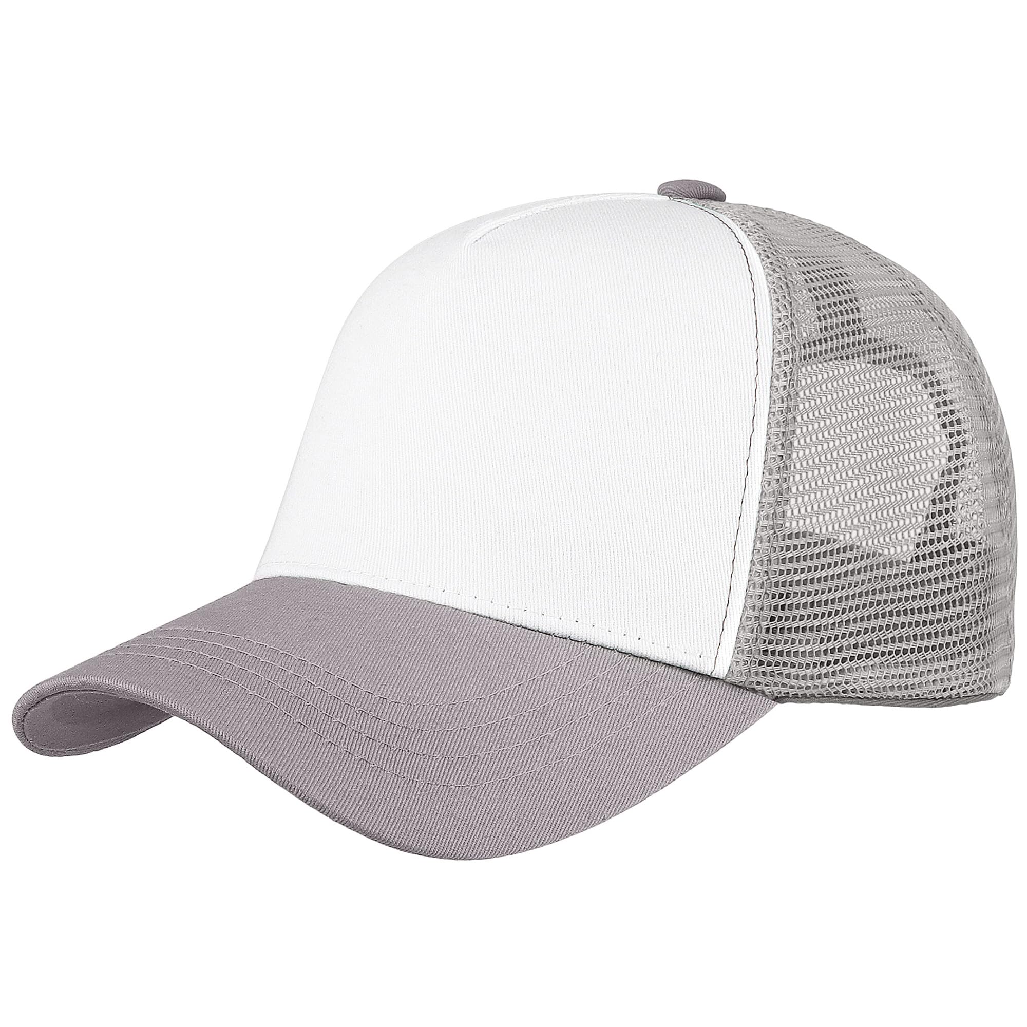 Falari 5-Panel Mesh Baseball Cap, Trucker Hat, Structured Plain Design, Cotton, Adjustable Size