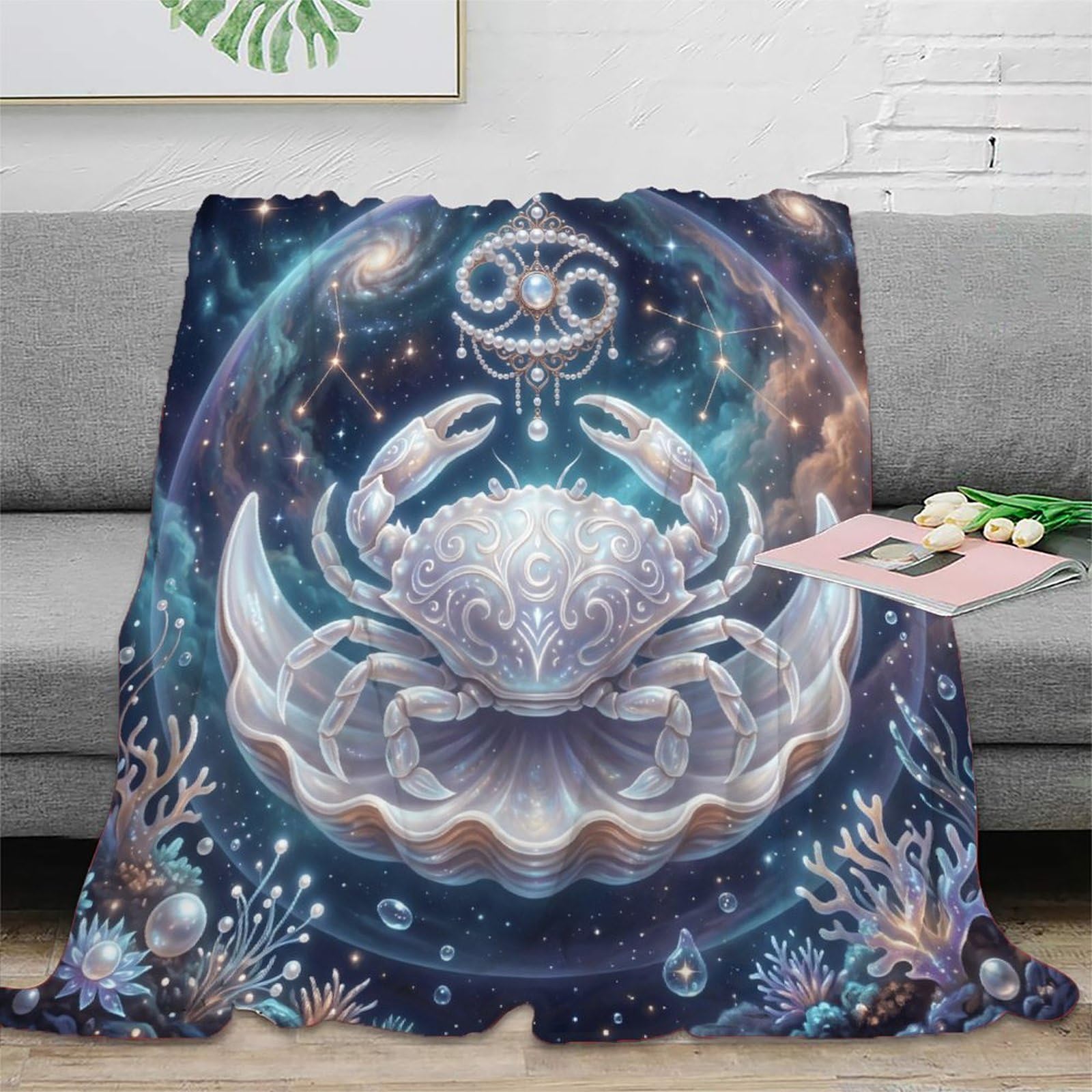 W7C8U2X3 Zodiac Cancer Dreamy for for Soft Throw Blanket, Reading Couch Use