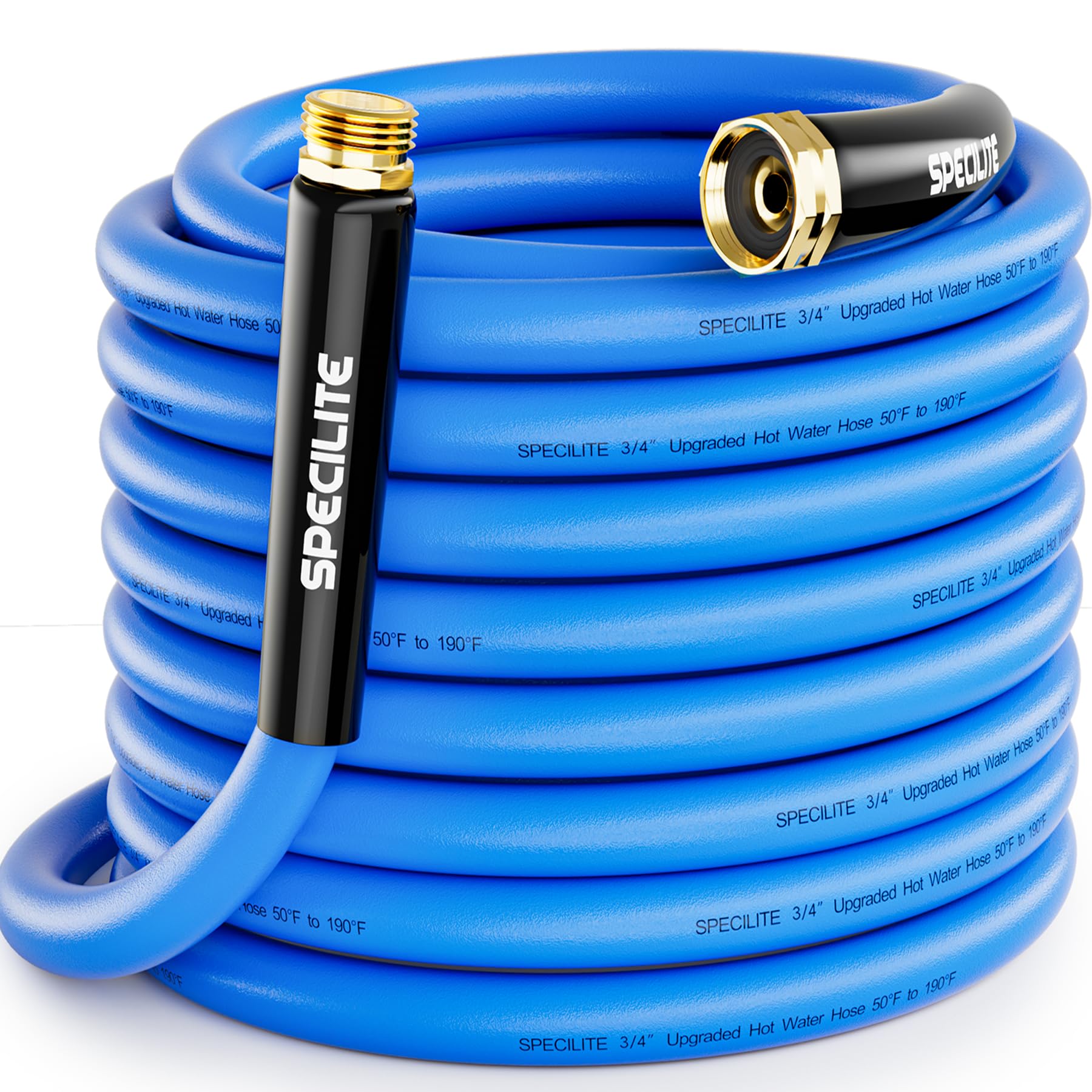 SPECILITE 3/4 Inch 200 Ft Garden Hose - Flexible, Lightweight, Hot & Cold Resistant (-50°F To 190°F) With Brass Fittings, Red