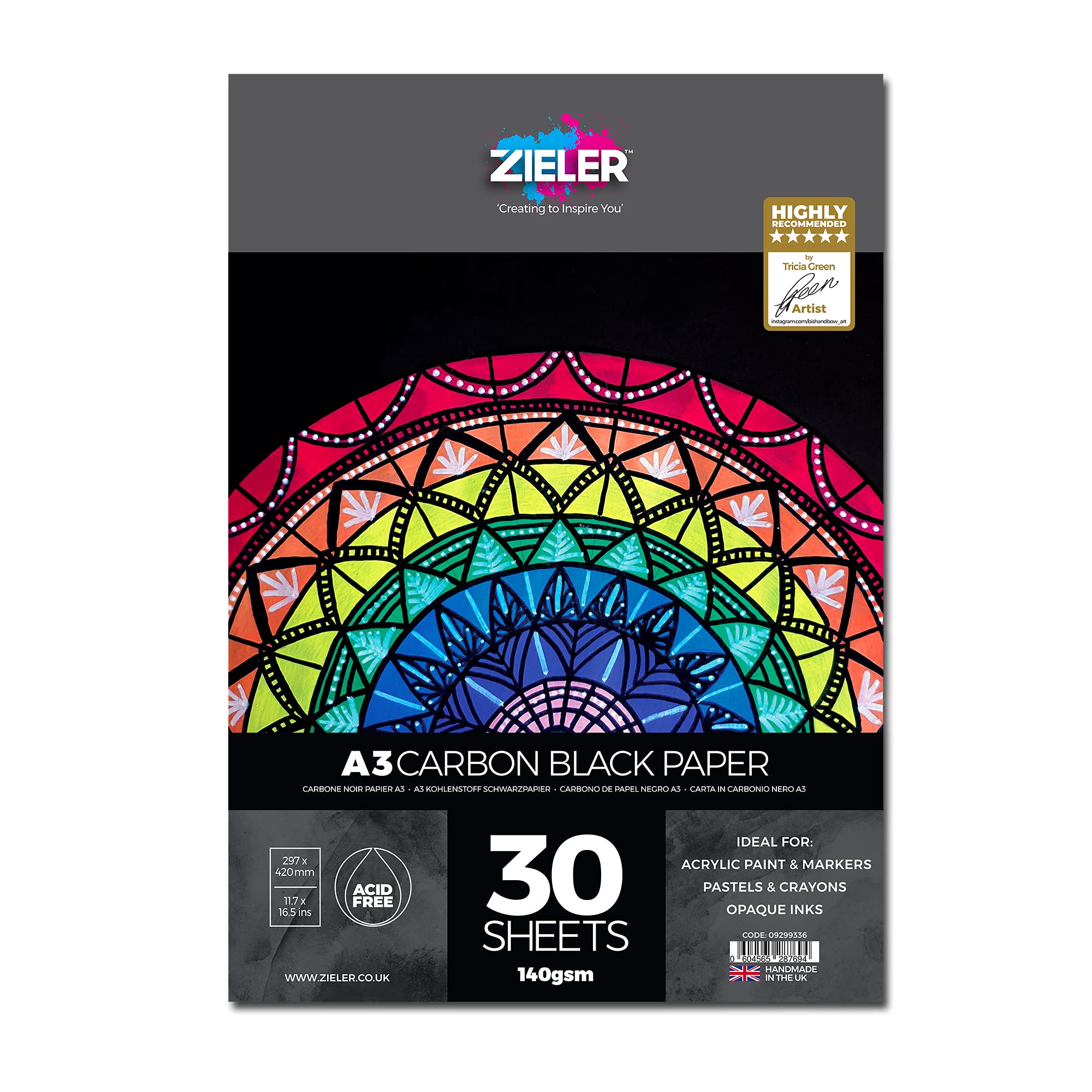 Zieler Zeichenblock A4 – 30 Blatt, 140 G/m², Glatt, Für Skizzen, Malerei & Technische Zeichnungen