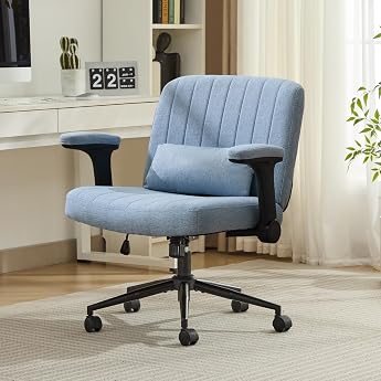 SAMERY Office Chair Desk Chair with Folding Armrests Extra Wide Seat for Tailor Seat Height-Adjustable and 360  Rotating Comfortable Reading Chair PC Chair with Rocker Function Blue