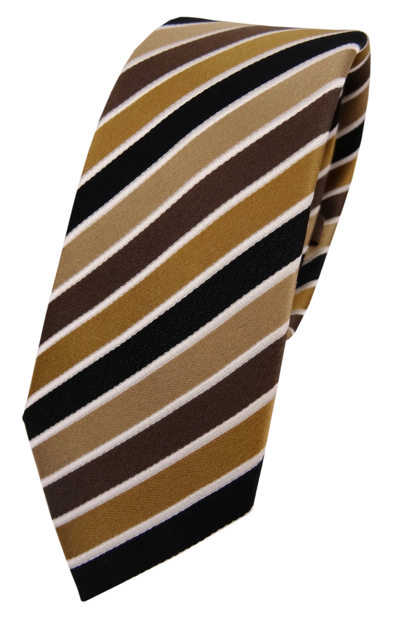 Tigertie Men's Brown, Beige, Anthracite, Cream Striped Necktie Brown Braun Beige Anthrazit Creme One Size