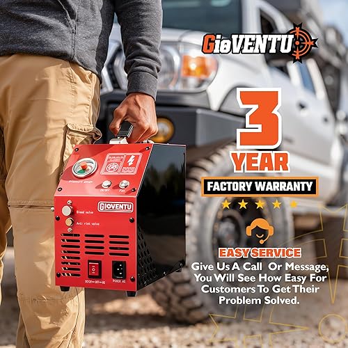 Miniatura 6 de Compresor de aire PCP 4500PSI30MPa, compresor de pistola de aire PCP de llenado rápido, apagado automático, sin aceiteagua, doble potencia 12V110V,