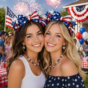 250th Anniversary USA Shirt - 8 Pack Red White Blue American Flag Patriotic Face Tattoos -4th of July Outfits for Women | 250th Anniversary 1776-2026 USA Merchandise for Fourth of July Accessories