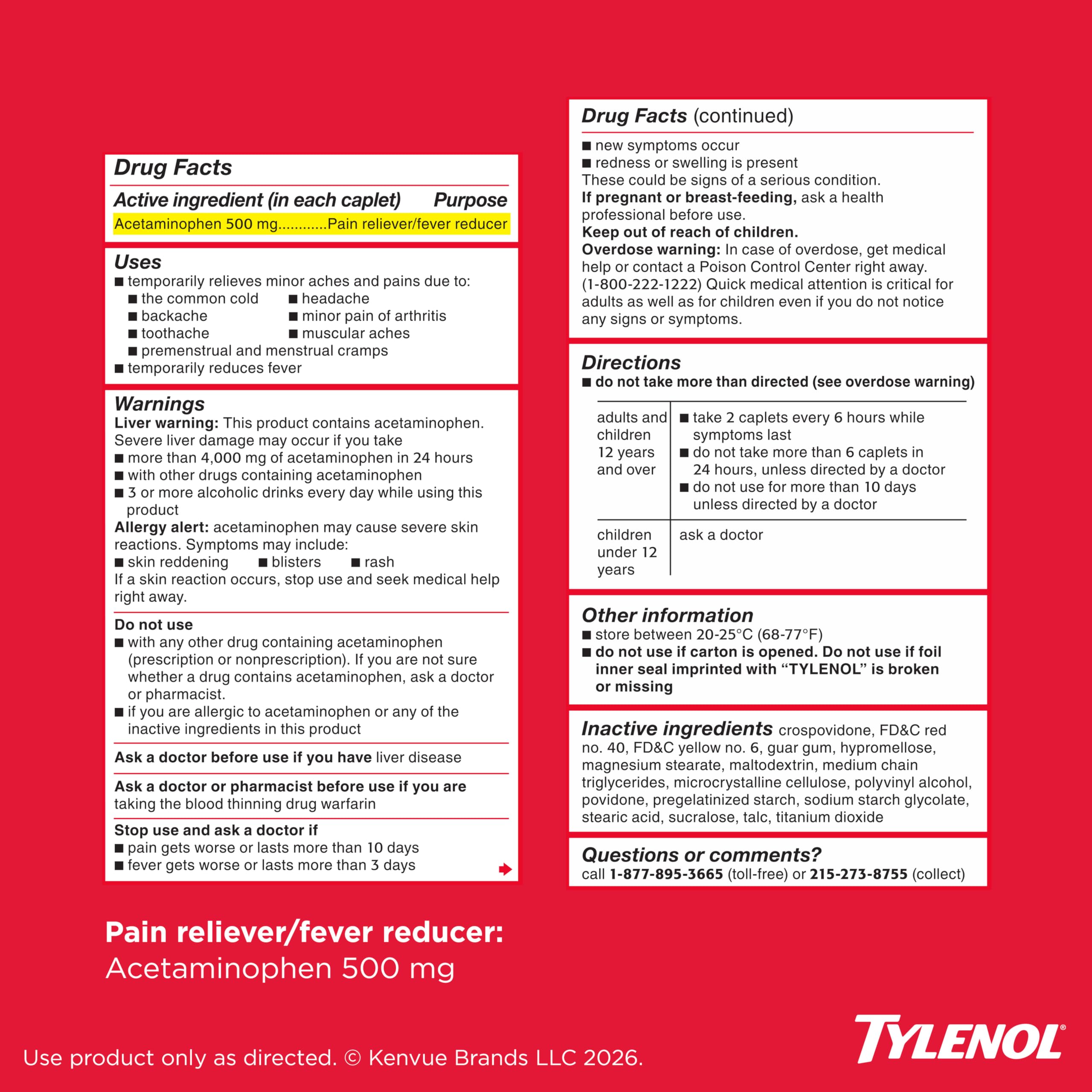 Tylenol Extra Strength Easy to Swallow Acetaminophen Caplets, 200 ct — Amazon image 8