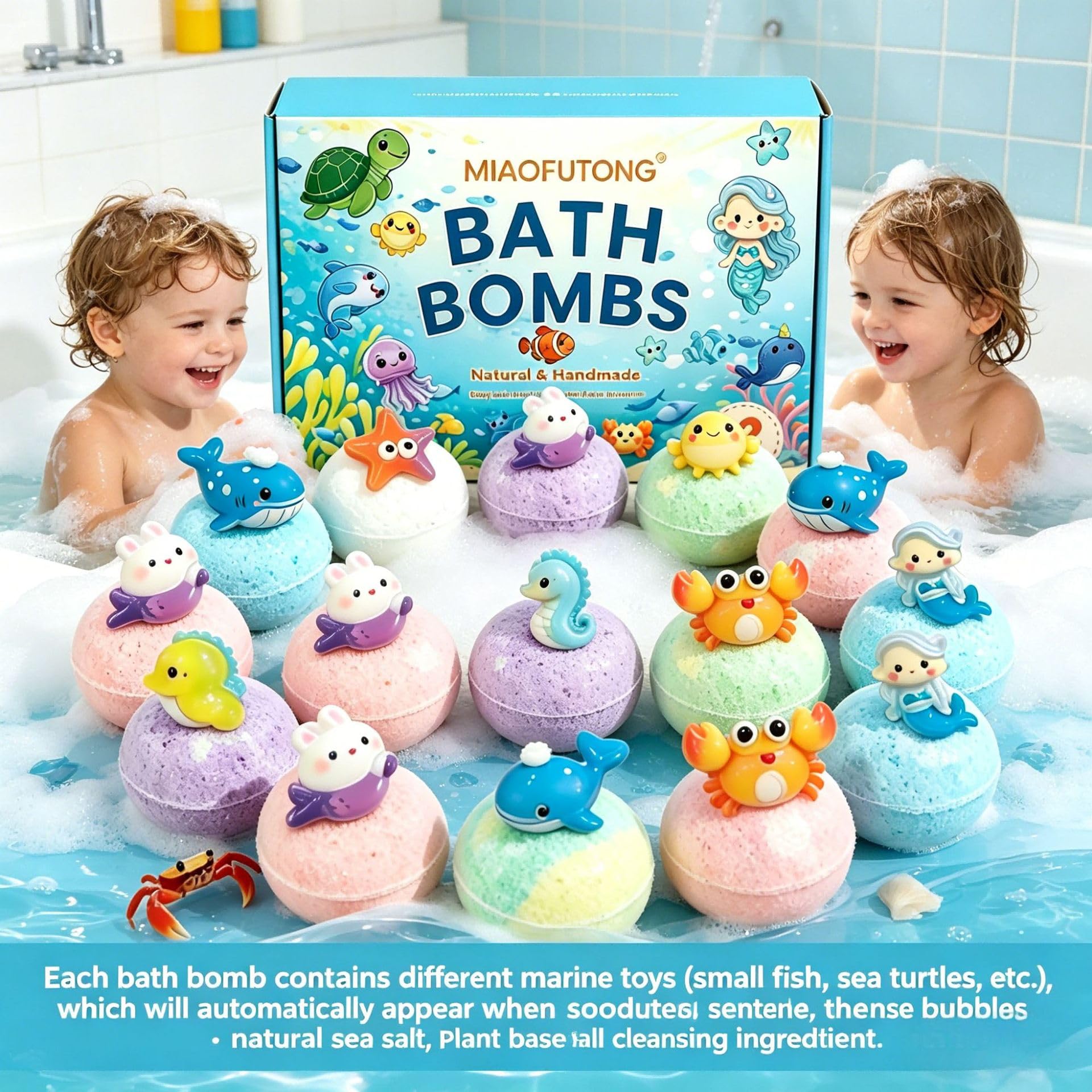 PlayFizz - Easter Surprise Bath Bombs WITH TOYS for KIDS 1 Box – 12 Pieces(1 Box – 12 Pieces)