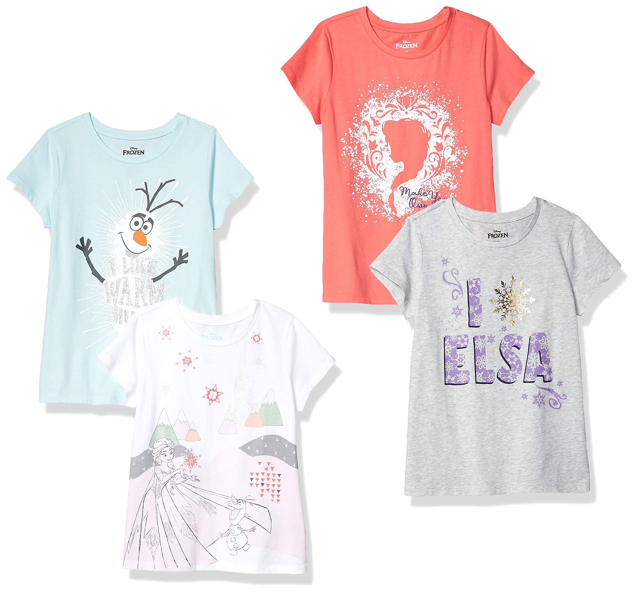 Amazon EssentialsDisney | Marvel | Star Wars | Frozen | Princess Girls and Toddlers' Short-Sleeve T-Shirts, Multipacks