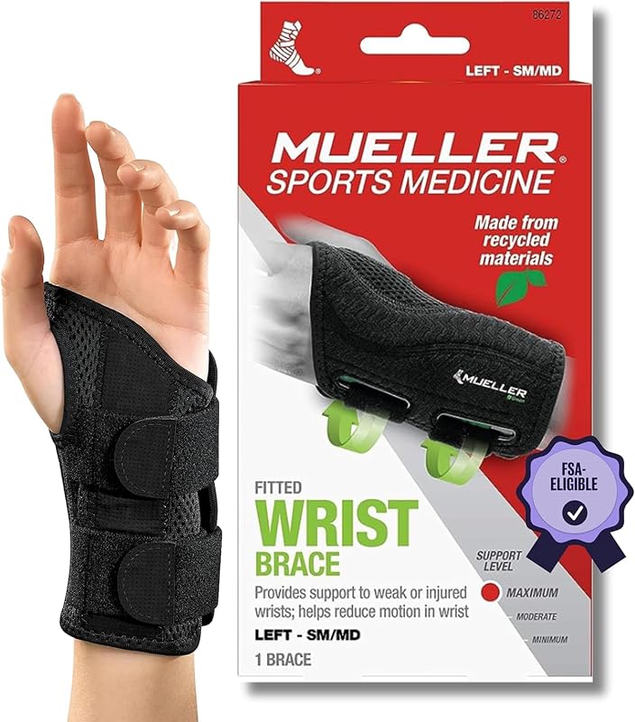 Muñequera ajustable para medicina deportiva, color verde, para hombres y mujeres, soporte para aliviar el dolor de muñeca, ideal para túnel carpiano, tendinitis, artritis, mano izquierda, negro, pequeño/mediano
