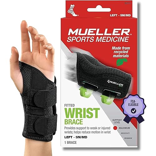 MUELLER Sports Medicine Muñequera Ajustada Verde para Hombres y Mujeres, Soporte para Alivio del Dolor de Muñeca, Ideal para Túnel Carpiano,