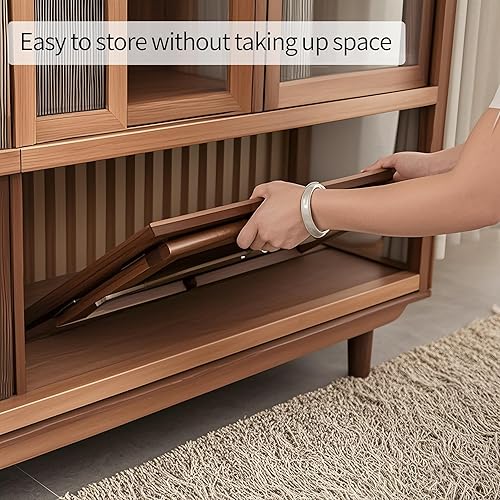 Miniatura 8 de Mesa de piso japonesa no requiere montaje, mesa de café plegable de bambú de nogal para dormitorio, 26 x 15.8 x 11.8 pulgadas, mesa de té baja para