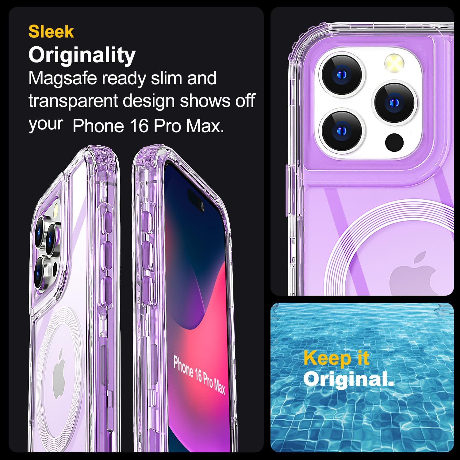 AICase for iPhone 16 Pro Max Case,Clear Built for MagSafe,3 in 1 Heavy Duty Drop Protection Rugged Shockproof/Drop/Dust Proof 3-Layer Protective Durable Magnetic Cover for iPhone 16 Pro Max 6.9"_2 - Image 5