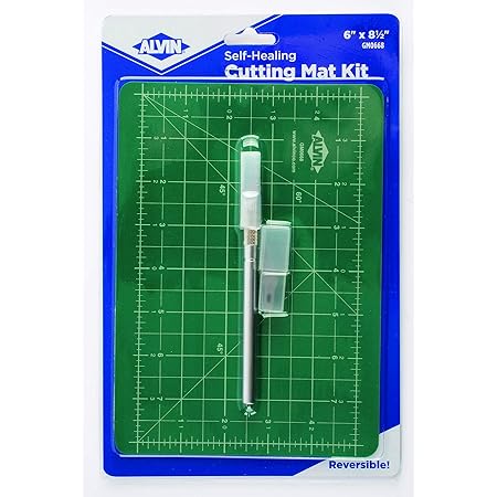 ALVIN Self-Healing Cutting Mat Kit 6"x8.5" Model GM0668 Double-Sided Mat with Art Knife, GBM Series, Gridded Rotary Cutting Board for Crafts, Sewing, Fabric - 6 inches x 8.5 inches