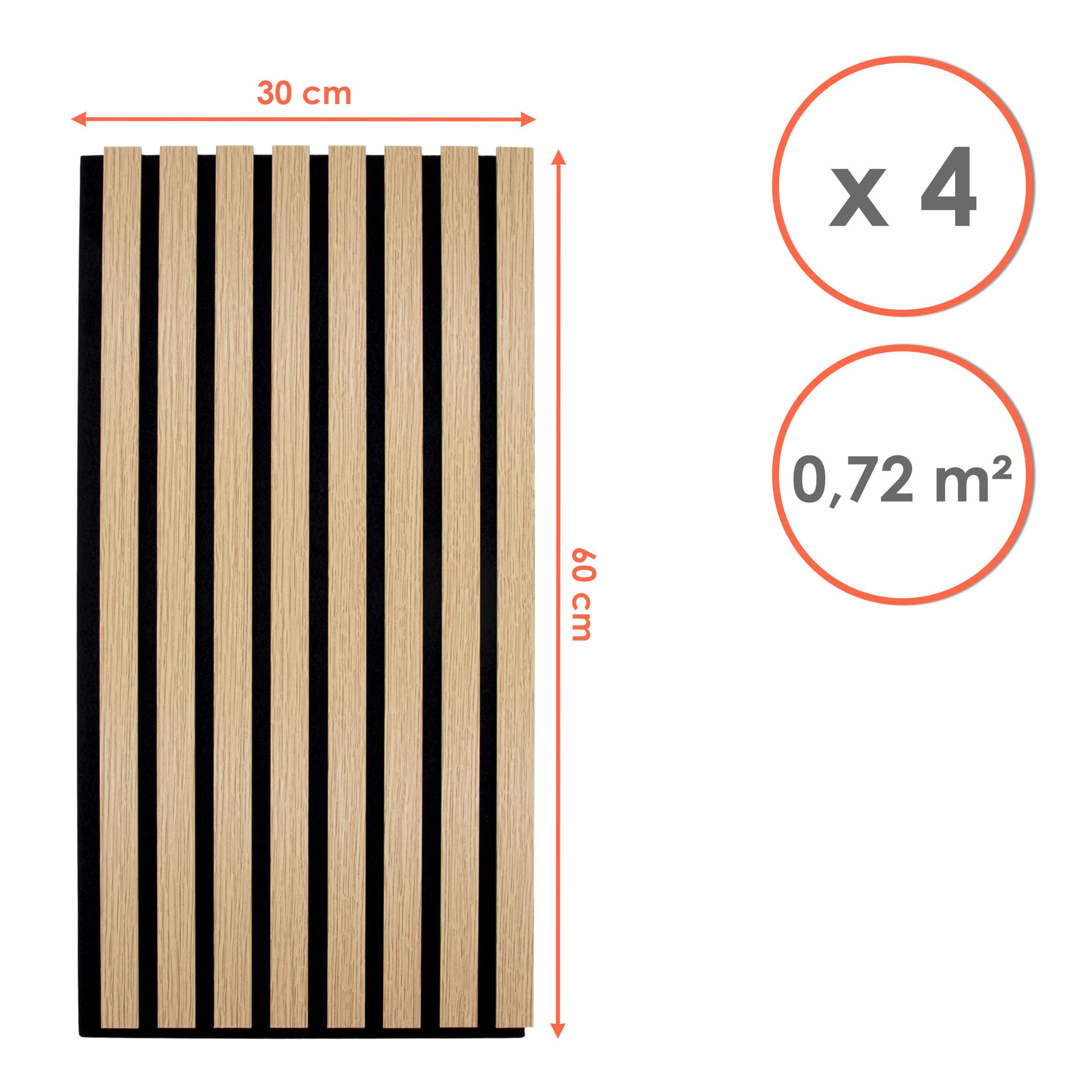 Spetebo Akustikpaneele in Holz Optik hell 4er Set für 0,72m² | Deko Schallschutz Wandvertäfelung, Wand Paneele Schalldämmung Wandvertäfelung Wandverkleidung als Schallabsorber