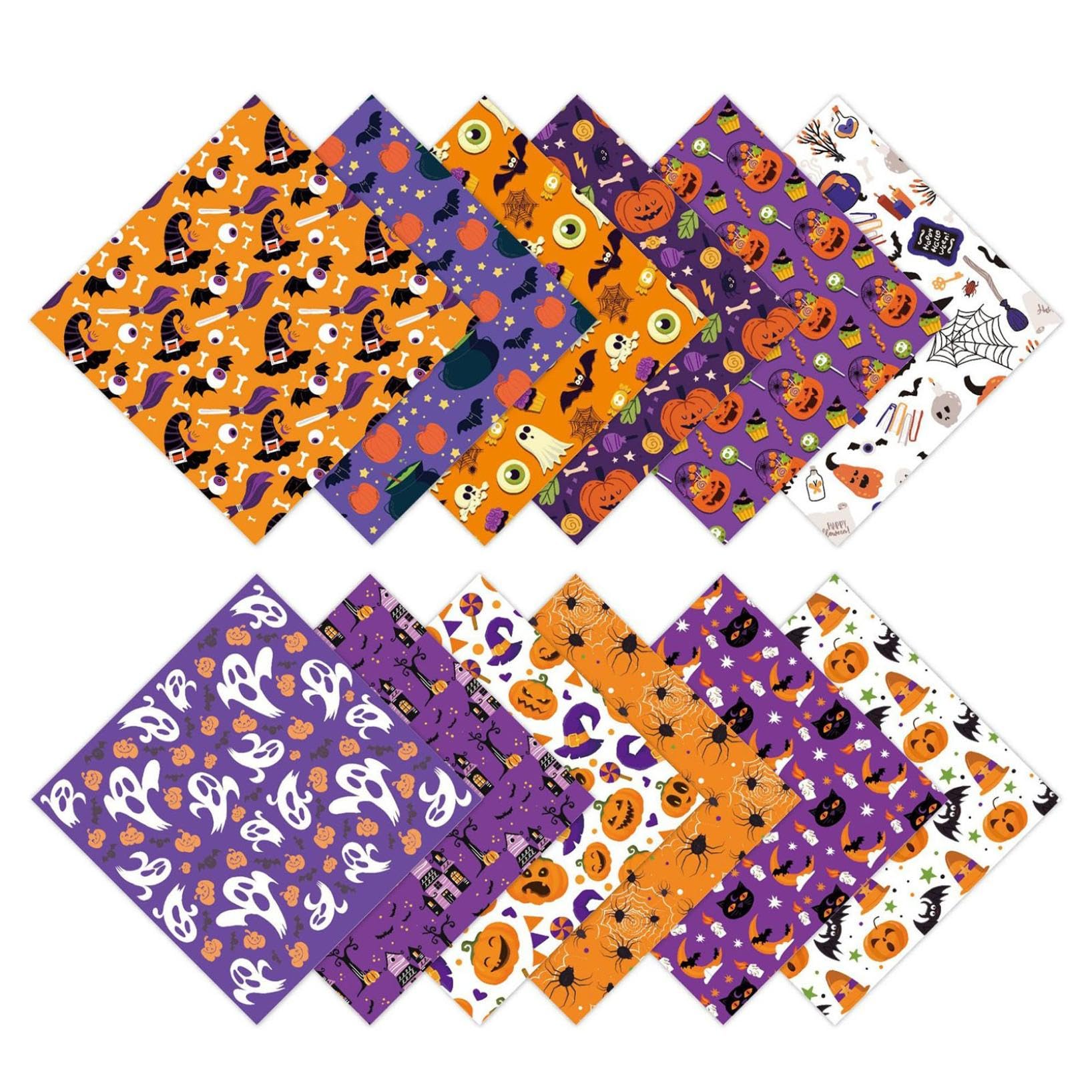 Pack De 24 Papeles Decorativos Doble Cara Para Halloween (12x12 Pulgadas) - Diseños Vintage Para Scrapbooking Y Manualidades