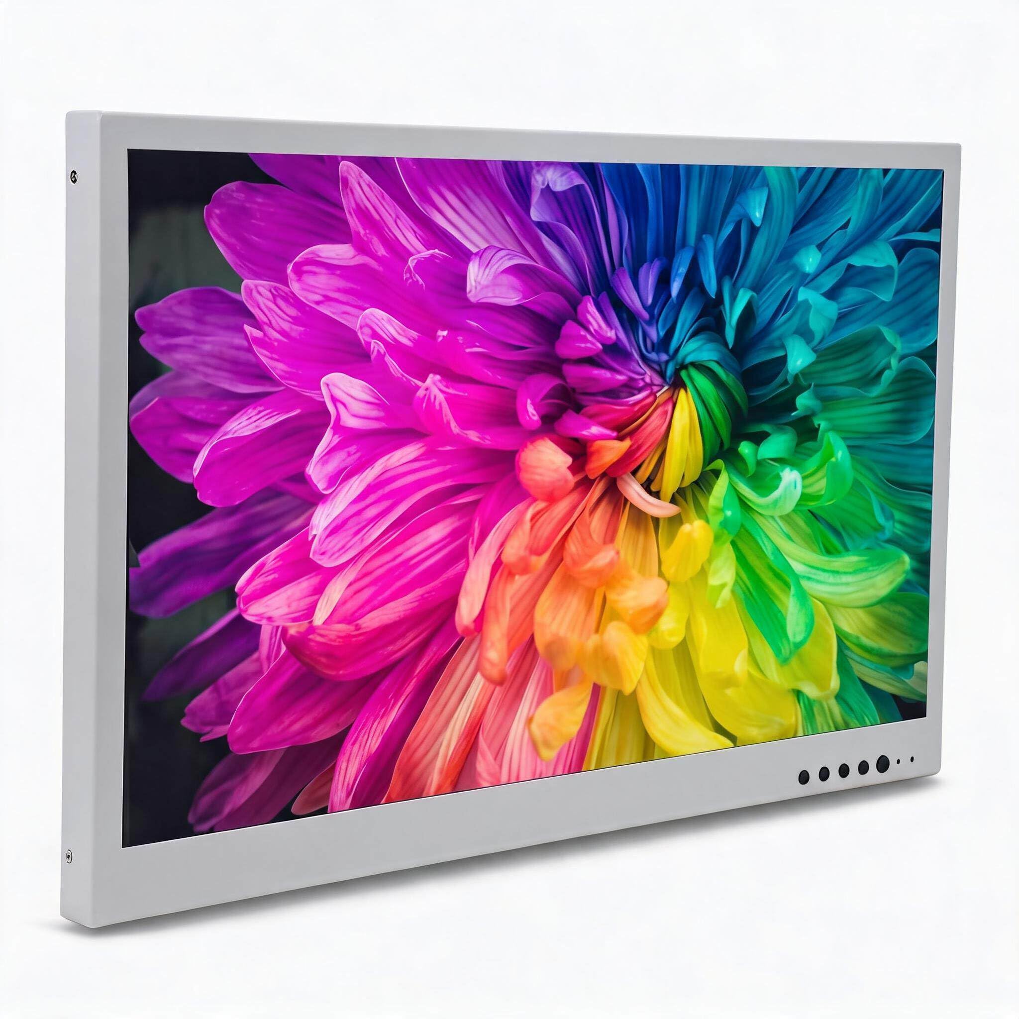 Dpofirs Monitor Przemysłowy 21,5 Cala, Wyświetlacz z otwartą ramką 1920x1080 z Portami VGA HDMI AV USB BNC, CiągłaPraca 7x24 dla rozwiązań Digital Signage POS KIOSK (wtyczka UE)