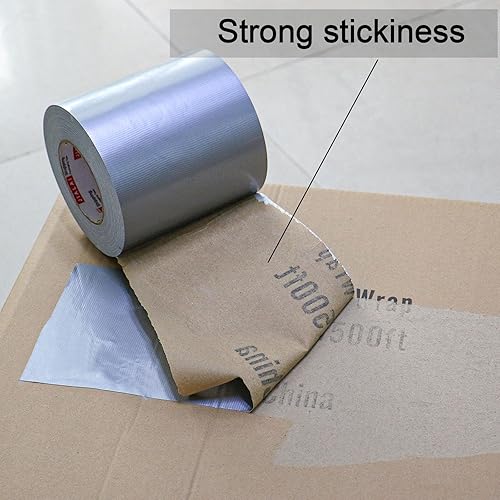 Miniatura 5 de Cinta adhesiva de 6 pulgadas de ancho, 6 pulgadas de ancho, resistente al agua, 55 yardas (164 pies), plateado, resistente a los rayos UV para