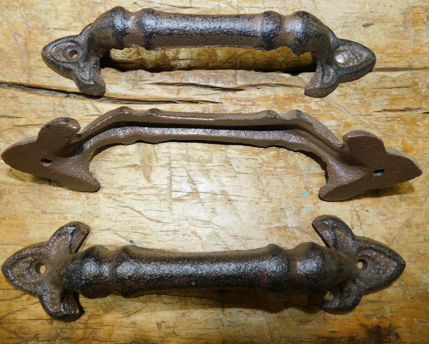 Vintage 6 Cast Iron Antique Style Rustic Barn Handle, Gate Pull, Shed/Door Handles