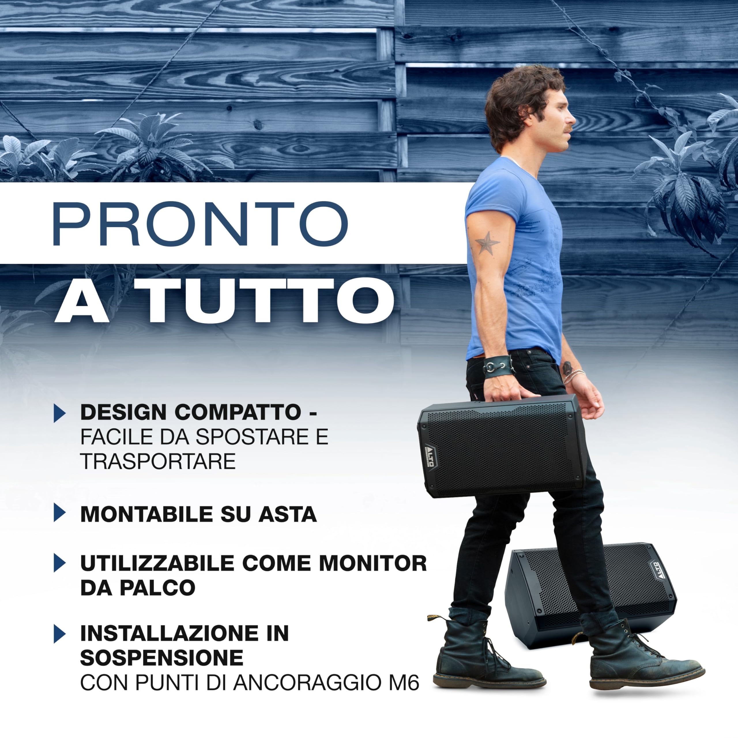 ALTO TS408 Cassa Amplificata Attiva da 8" e 2000W, Potente con Bluetooth, Mixer a 3 Canali, Connessione tra Altoparlanti Wireless, DSP e App