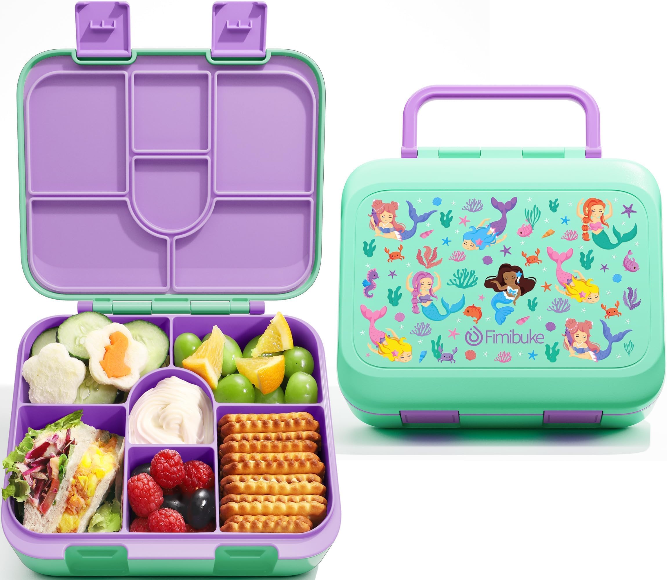 Bento Snack Containers, 32OZ Bento Box for Kids Toddler Lunch Box for Daycare, 6-Compartment Leak-Proof Lunchable Food Container for School Sports Travel, BPA-Free, Microwave, Dishwasher Safe