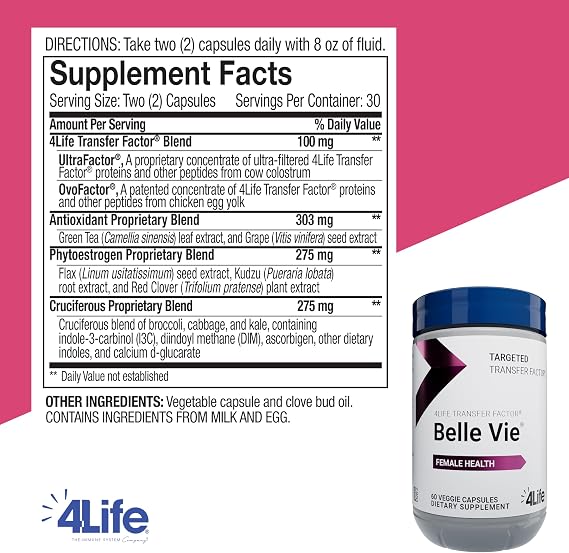 4Life Transfer Factor Belle Vie Womens DIM Hormone Supplement, 60 Capsules
