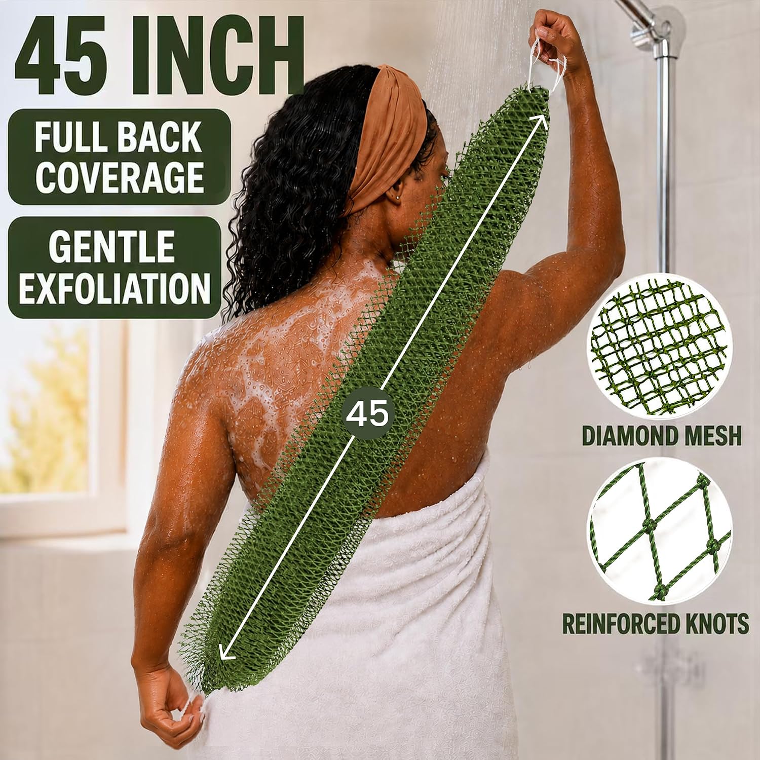  African Net Sponge, 2 Pack 45-Inch Exfoliating Bath Scrubber thumbnail