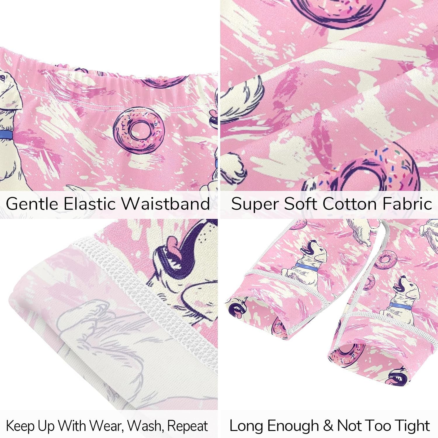 vvfelixl Baby Clothes Dog Donut Pink Baby Bodysuits Set Unisex Short Sleeve Babys Pants Sets 0-3M
