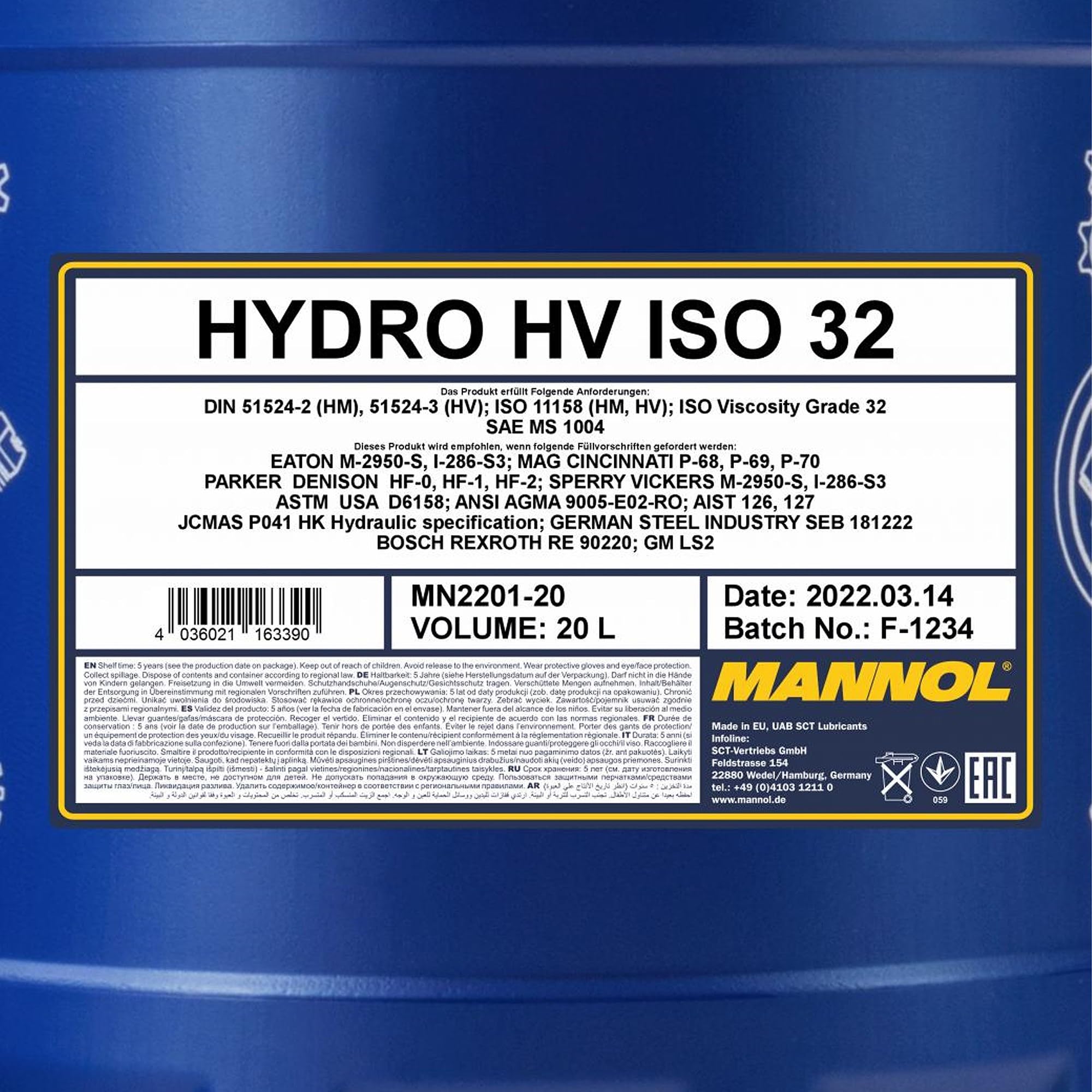 MANNOL MN2201-20 Aciete hidráulica principal 20L
