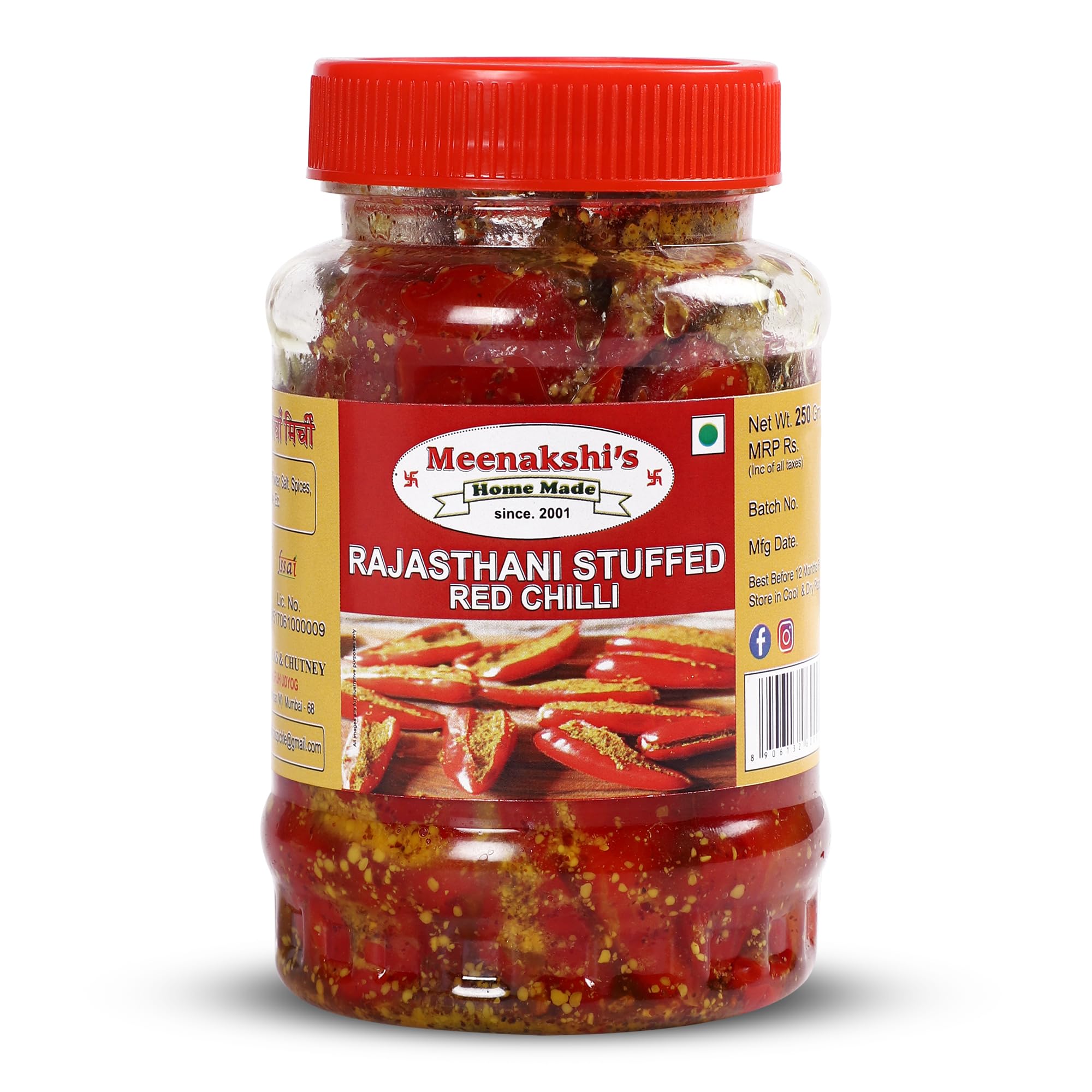 Meenakshis Home Made Rajasthani Bharwa Lal Mirch Achar | Spicy Delight with Handpicked Hot Red Chillies | 100% Natural, No Preservatives, Fresh Pickles Made with Mothers Love | 250g (Bharwa Lal Mirch Achar) (B0CBXB94QW) Amazon Price History, Amazon Price Tracker