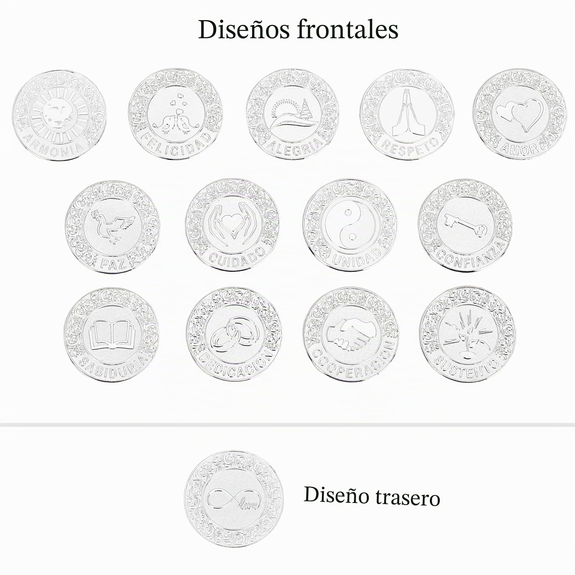 TINGKU Monedas de plata española de boda católica, Centros de mesa para bodas, recuerdos para boda con caja en forma de corazón de diamante (Silver)