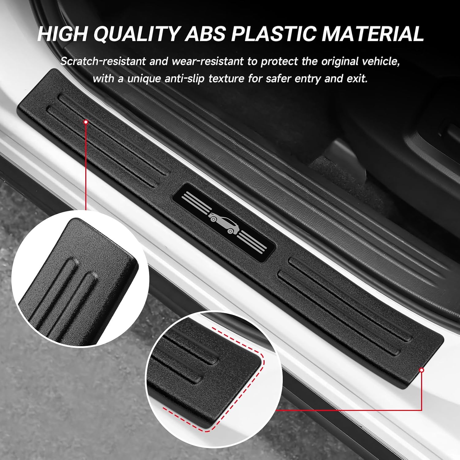4PCS Door Sill Protector Compatible with Mazda 2017-2025 2026 CX5 CX-5 Accessories Matte Black ABS Plastic Material Automobile Door Entry Guards