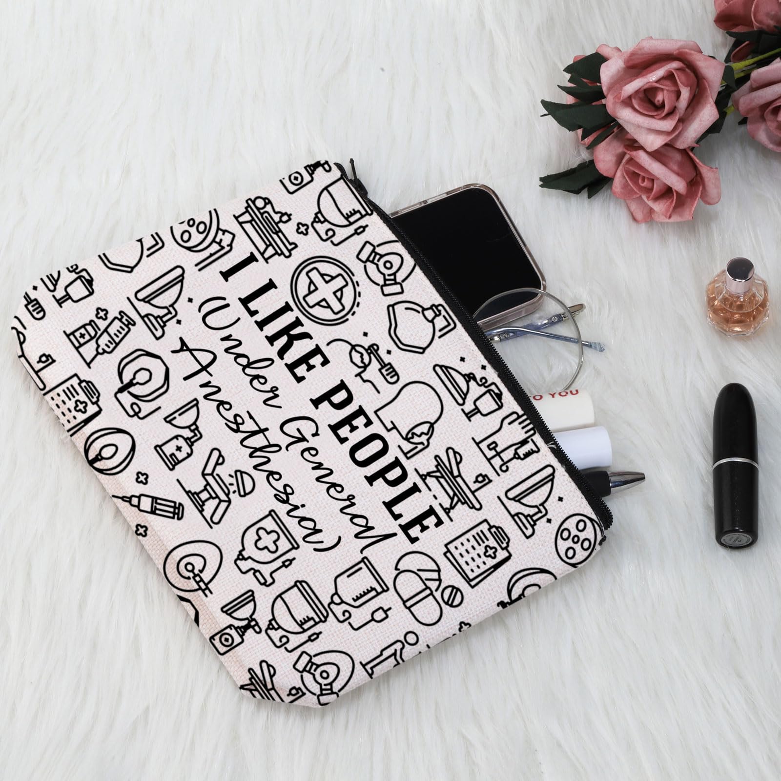 PYOUL Anesthesiologist Thank You Gift Under General Anesthesia Makeup Bag Anesthesia Tech Cosmetic Bag Anesthesia CRNA Graduation Gift Travel Bag (Under General A Bag) - Image 4