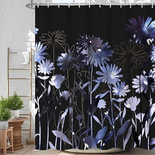 Miniatura 42 de Cortina de ducha de eucalipto verde salvia Velaequezii con plantas de acuarela, hojas botánicas de primavera impresas, cortina de baño impermeable