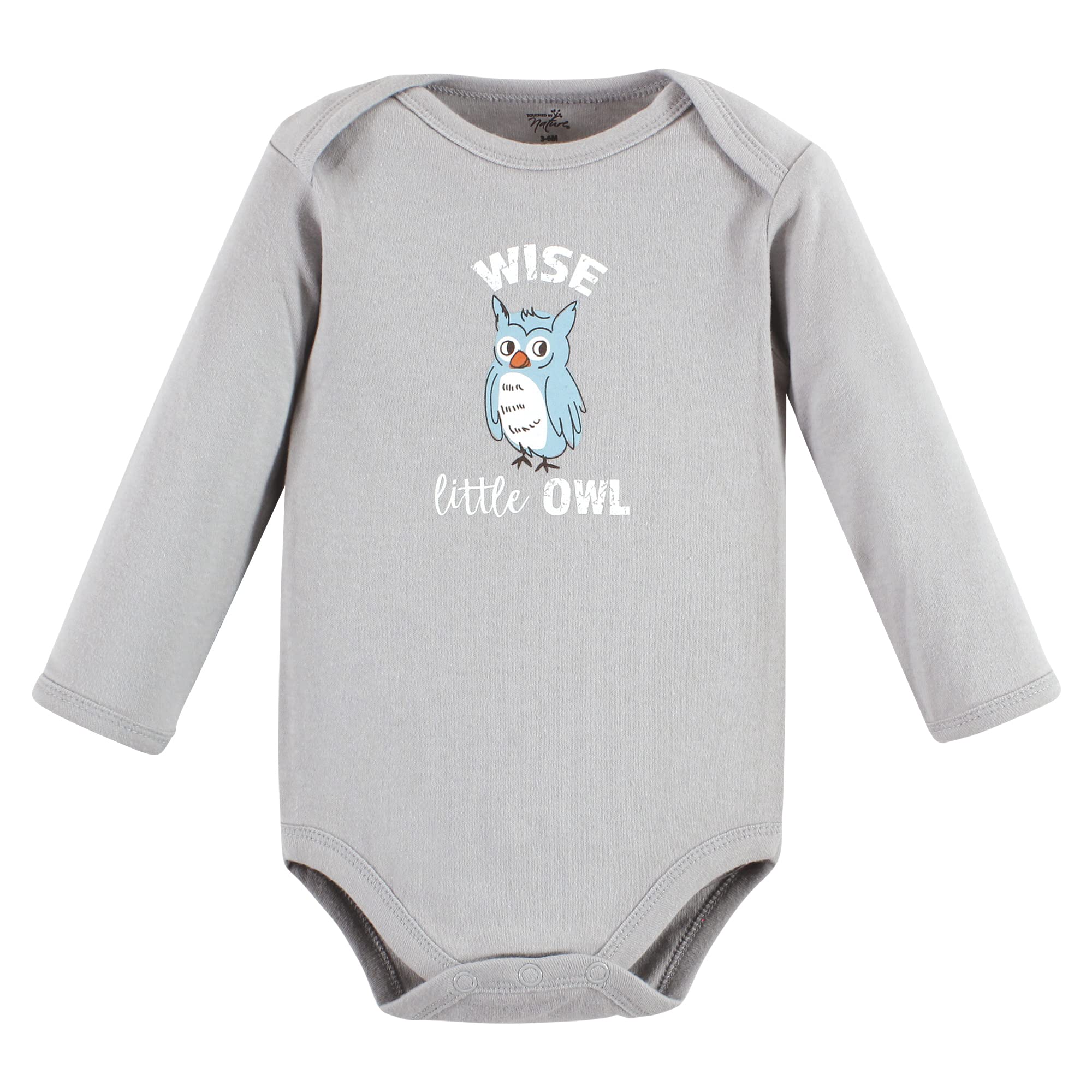 Touched by Nature Baby Cotton Long-Sleeve Bodysuits, Months Body Unisex de algodón orgánico de Manga Larga para niño Alphabet 9-12 Meses, Boy Woodland-Alfabeto (5 Unidades), Bebés