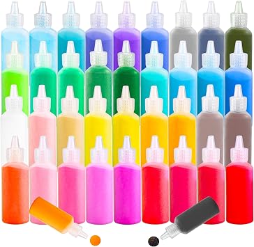 Niurewan 38 PCS Sand Art,1.25oz Colored Sand Art Bottles,Sand Arts and Crafts Kit,Scenic Sand for Kids,Painting,Crafts,DIY,Wedding Decor,Decorations
