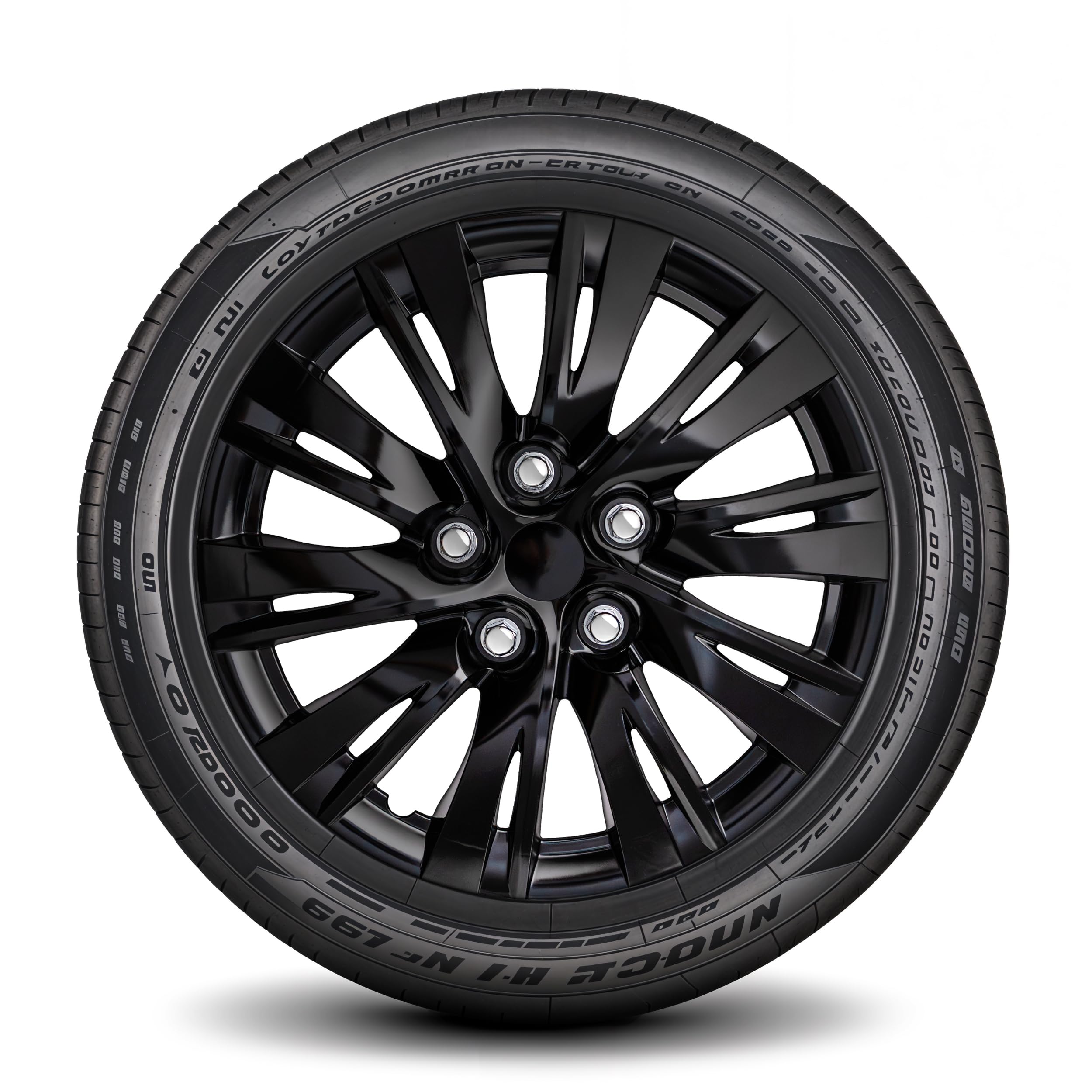 LYDS Shift BG Gloss Black Universal 15 inch Premium ABS Hubcap Wheel Cover Replacement Set of 4 - OWC-15BG