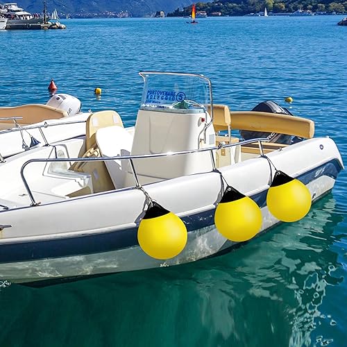 Miniatura 27 de X-Haibei Par de guardabarros para barcos, boya redonda de anclaje, bola de parachoques de muelle, protección de escudo de vinilo inflable, boyas