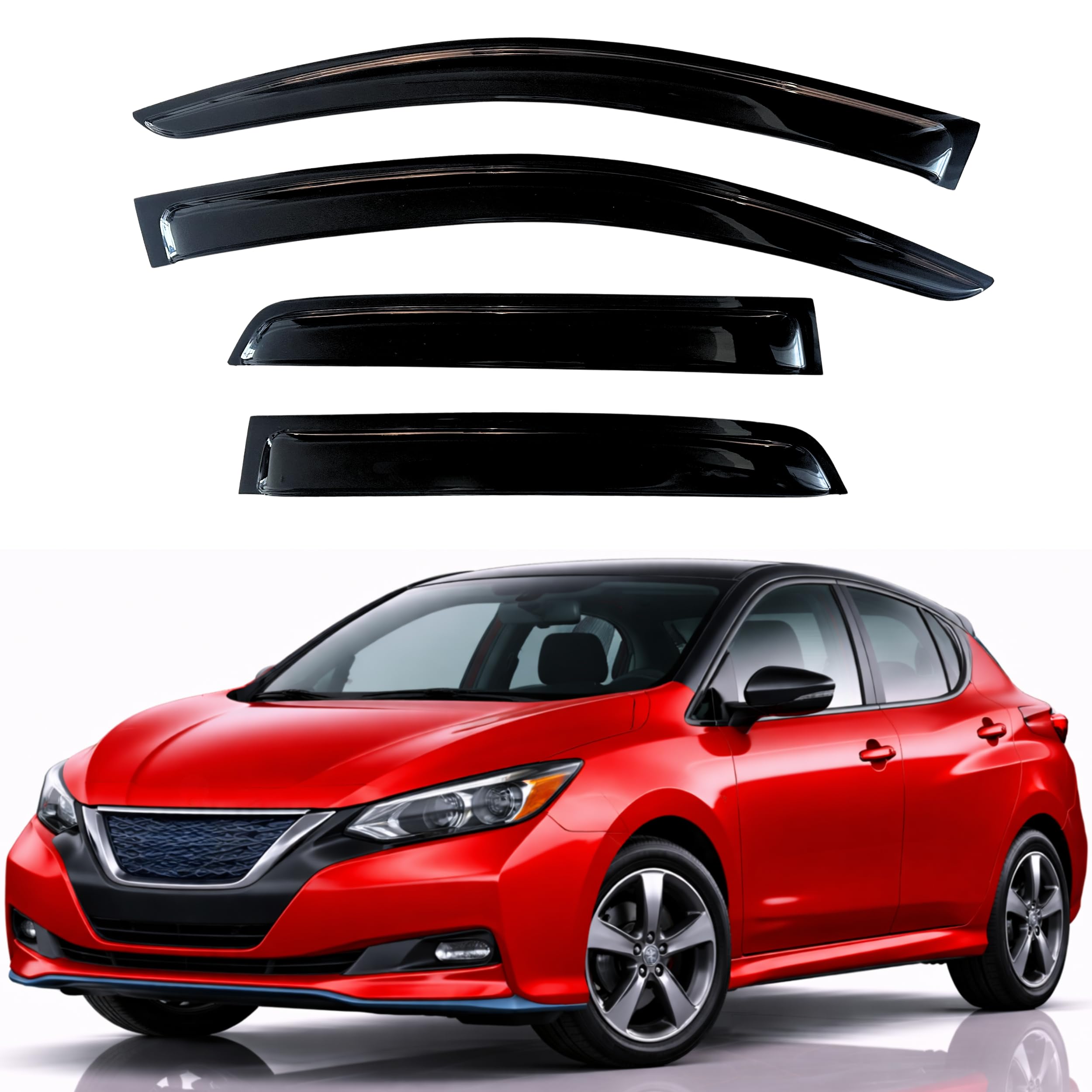 KPY Rain Guards Fit for 2018-2025 Nissan Leaf, Out-Channel Window Visors Vent Wind Deflectors 4PC, Car Accessories for 18-25 Leaf