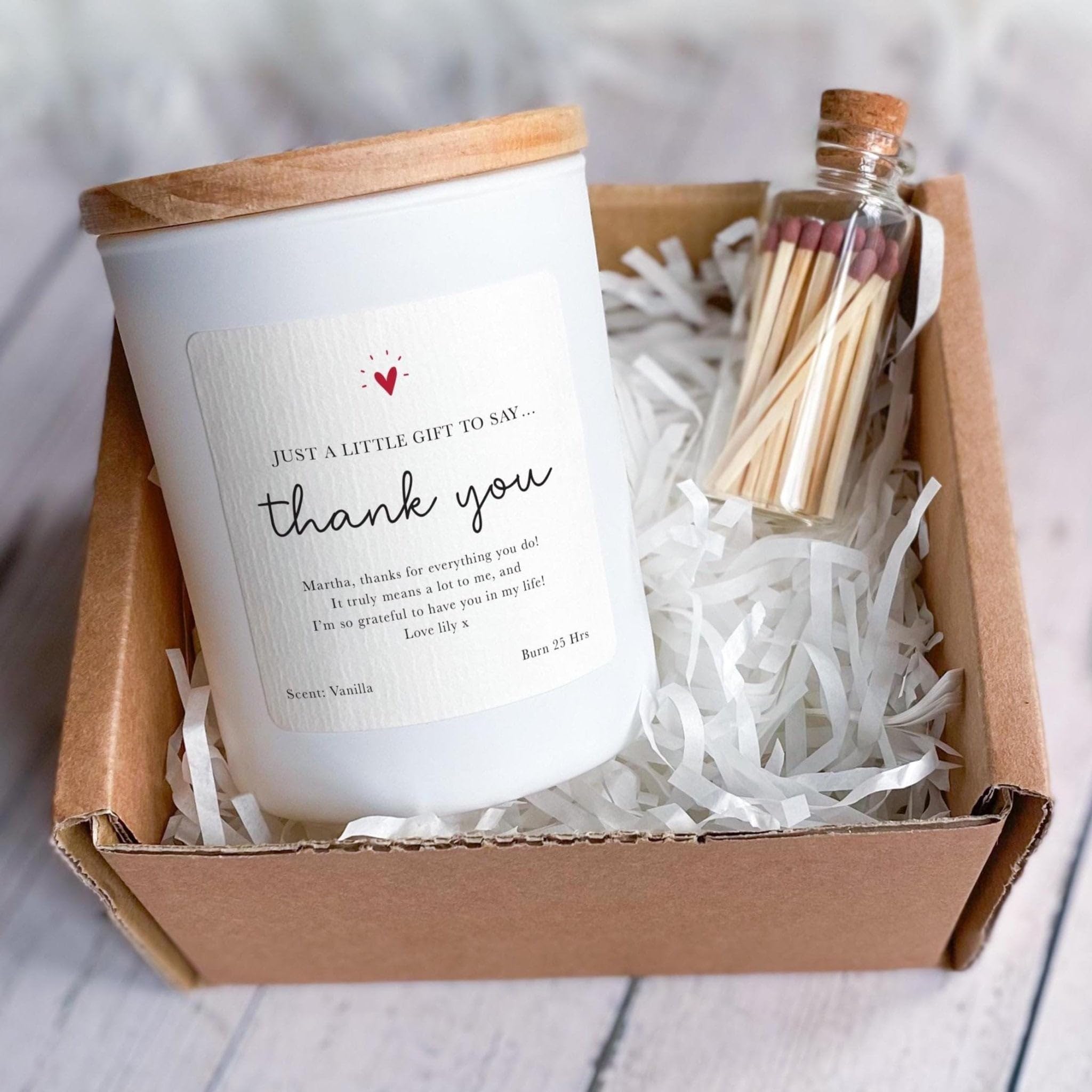 Pomchick - Personalised Thank You Scented Candle Gift Set Thoughtful Appreciation Present for Friend Teacher Colleague Doctor Nurse Neighbour Vegan