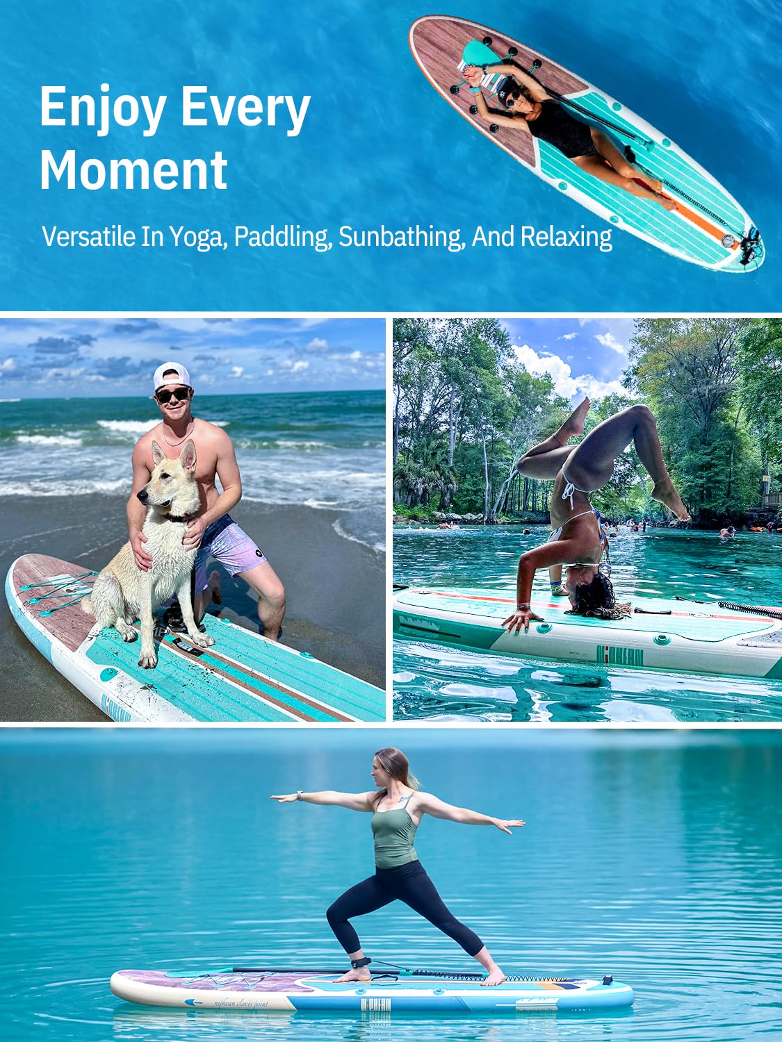 Niphean Aufblasbares Stand-Up-Paddle-Board mit ausgewogenem Flügel-Design und SUP-Zubehör, rutschfestes EVA-Deck, 3 m aufblasbares Paddelbrett für Erwachsene und Jugendliche aller Schwierigkeitsstufen