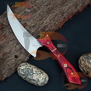 Custom Hand Forged Stainless steel knife Pure Rosewood Handle Comes with pure Leather Sheath