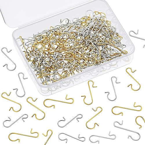 Tatuo 400 ganchos para adornos de Navidad, ganchos de alambre de metal con caja de almacenamiento para decoración de árbol de Navidad (dorado,