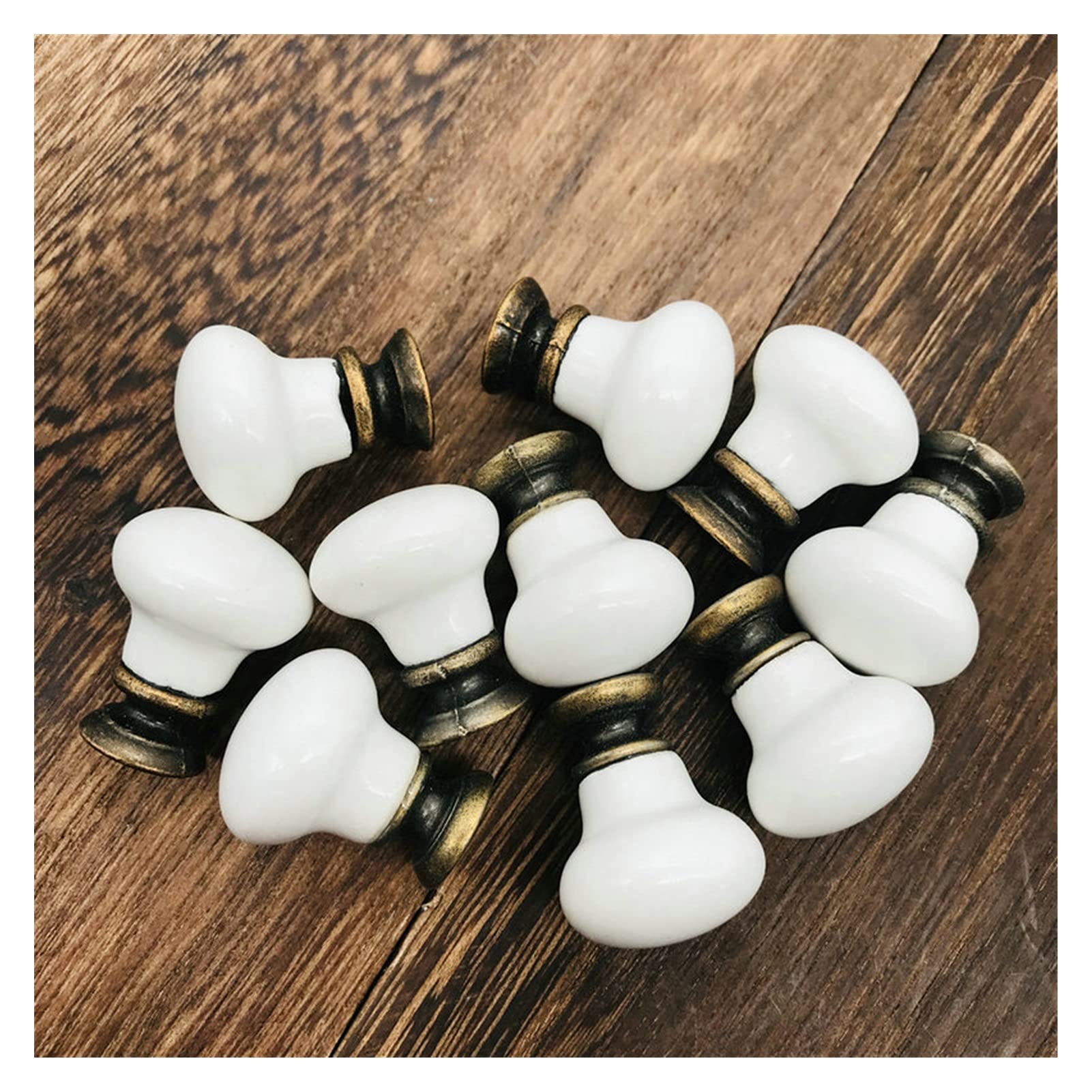 Maniglia della serratura della porta Confezione da 10 White Button Shape Forma Maniglie da cucina Pull Drawer Manopole Ceramica Porta in ceramica Armadio Armadio porta manopola Funiture Decor hardware