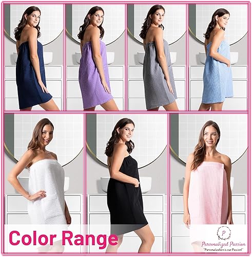 Miniatura 7 de Personalized Passion Toalla de spa para mujer, súper suave y altamente absorbente, cubierta corporal de baño personalizada con nombre bordado, rosa,