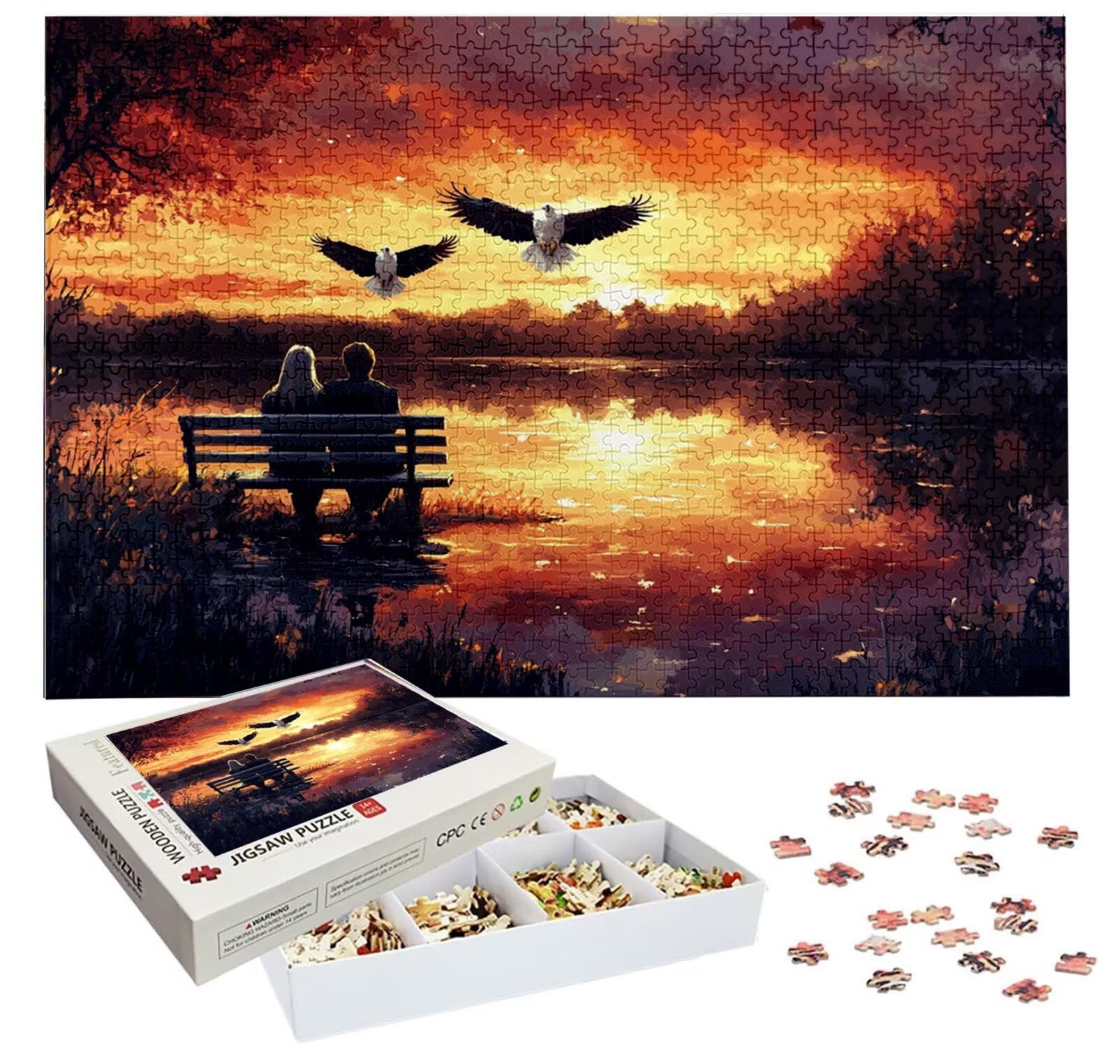 Puzzle 4000 Piezas Águila, Puzzle Lago con Caja para Adultos, 141x87 cm, DIY 4000 Piezas Rompecabezas Madera para Adultos, Rompecabezas Desafiante para Decoracion Hogar y Pared, Regalo Mujer H-2662