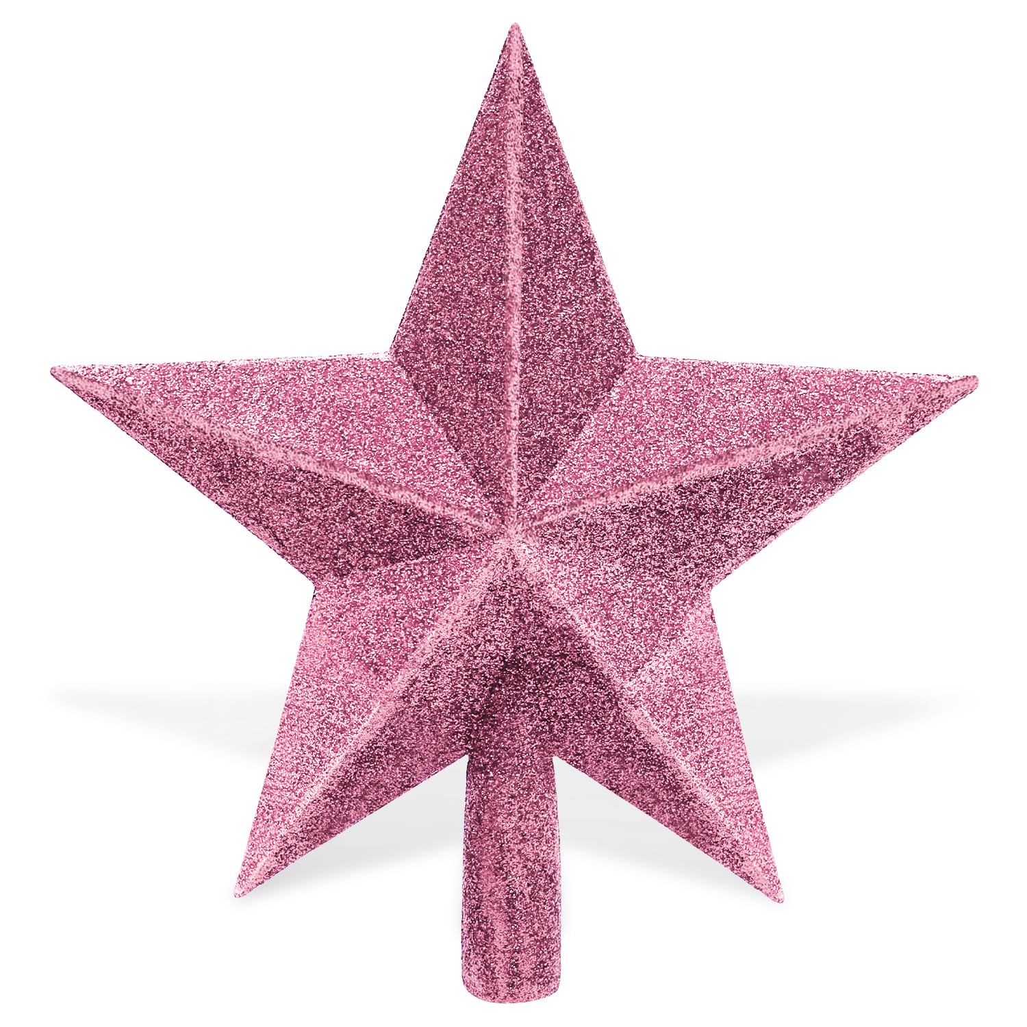 15CM Pink Mini Christmas Tree Top, Glitter Star Tree Topper Christmas Decorative Holiday Trees Toppers