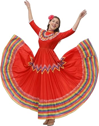 Cinco De Mayo Dress - Womens Mexican Fiesta Costume - Traditional Folklorico Dress for Women