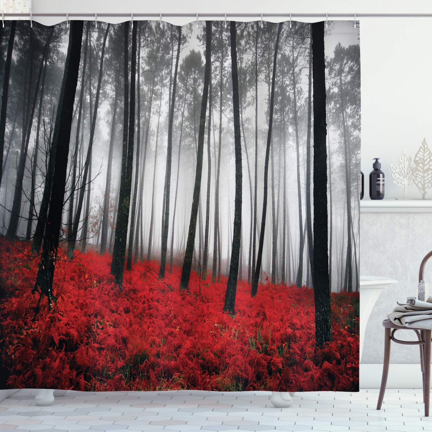 Shower Curtains With Red Curtains & Drapes