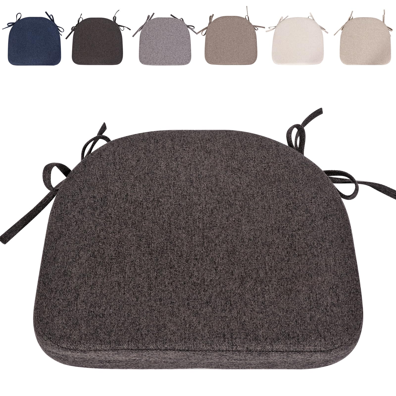 Stuhlkissen Mit Bändern – 43,2 X 41,6 Cm, Rutschfest & Maschinenwaschbar – Für Esszimmerstühle, Küche (gebrochenes Weiß)