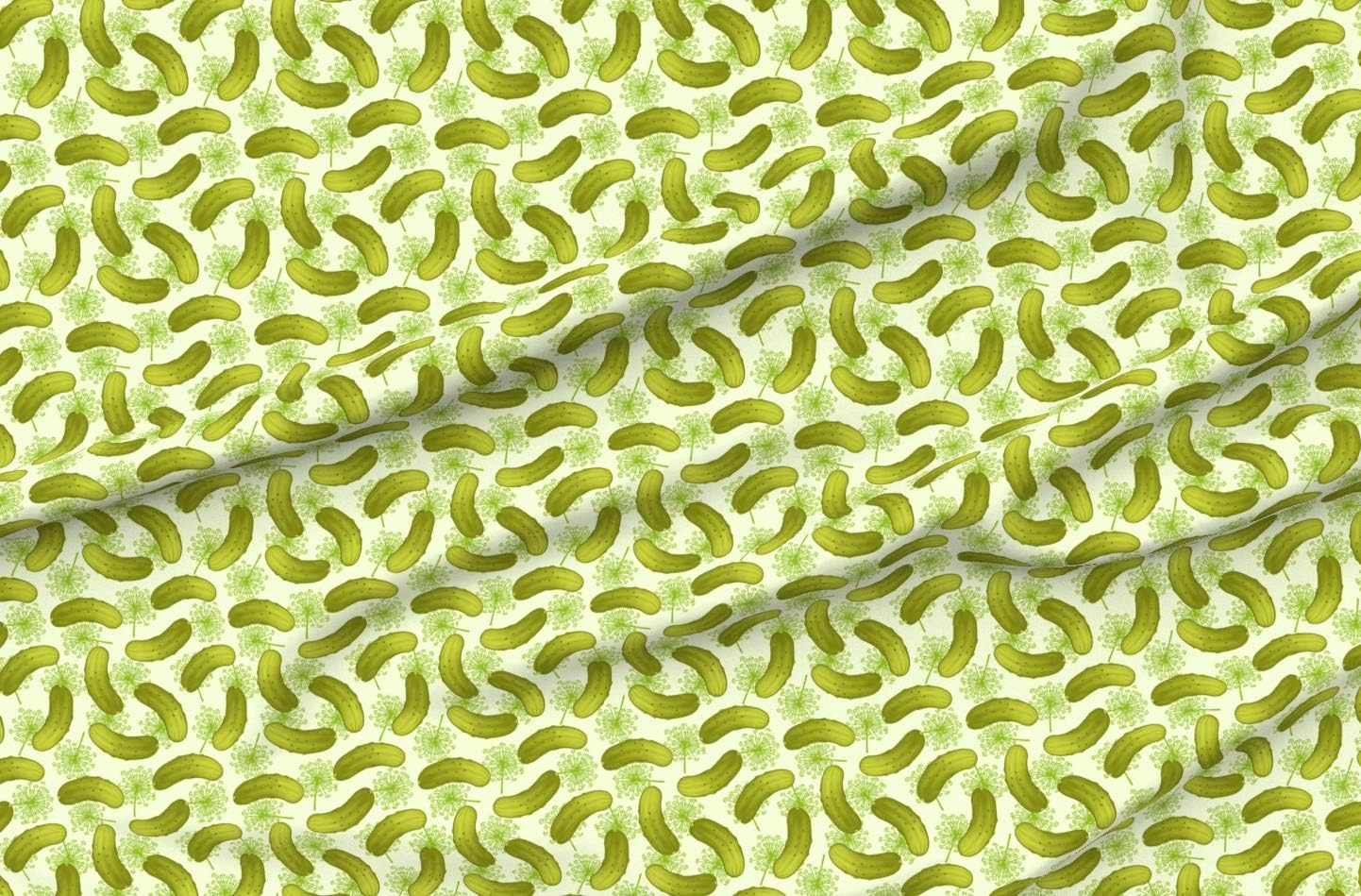 Spoonflower Fabric - Pickles Pickle Green Pickled Cucumbers Herb Printed on Polartec(R) Fleece Fabric by The Yard - Sewing Blankets Loungewear and No-Sew Projects