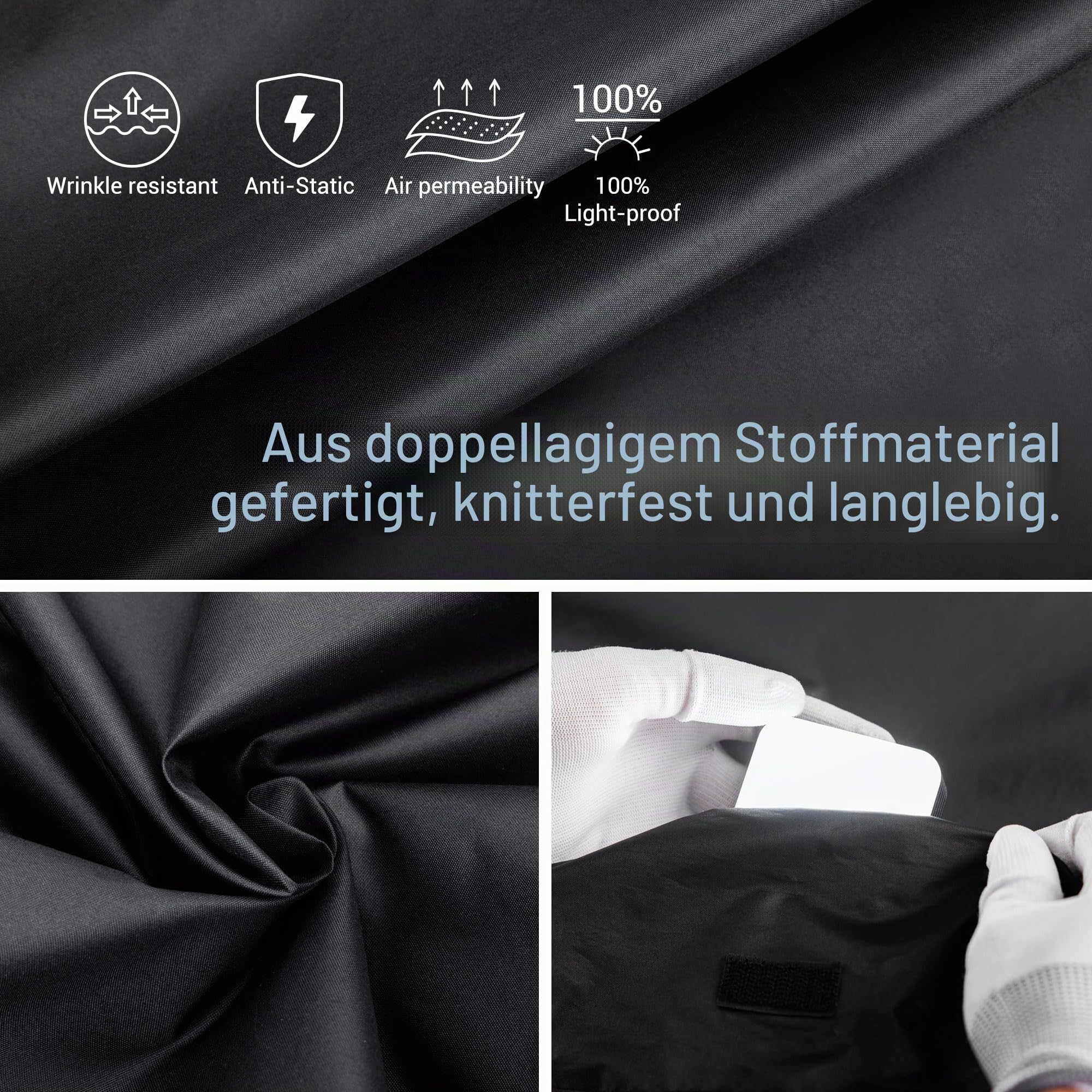 JJC Dunkelkammer Filmwechsel Zelt, Portable Double Layer Lightproof Anti-Static Fabric und Handschuhe, Schwarz Weiß 35mm 120 Format Film Fotografie Dunkelkammer Verarbeitung Zubehör